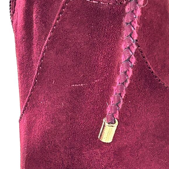 Dolcetta Booties Size 7 M Britton Stiletto Burgundy Red Suede Ankle Tie (Flaws) - Picture 8 of 10